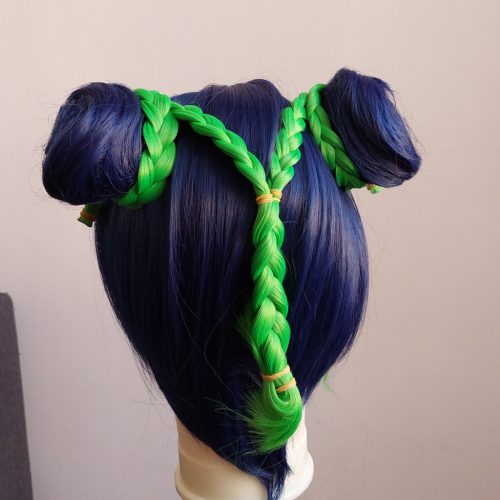 JoJo's Bizarre Adventure - Jolyne Cujoh cosplay paróka, zöld-kék