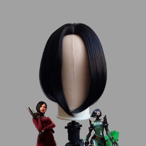 Fekete "hosszú bob" fazonú cosplay paróka