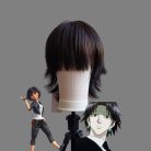 Fekete "wolf cut" fazonú cosplay paróka