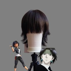 Fekete "wolf cut" fazonú cosplay paróka